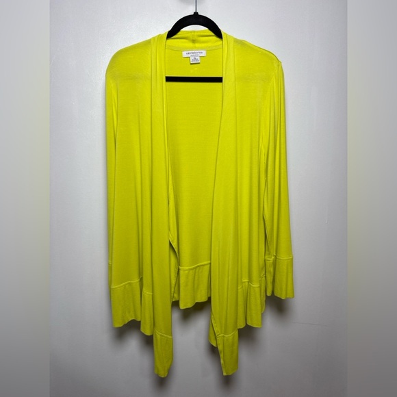 Liz Claiborne Bright Yellow Open Front Cardigan Size XL - Picture 3 of 8